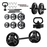 US Weight 43 Pound Adjustable Weight Set with 55" Barbell, Dumbbells, and Kettlebell Handle – Versatile Exercise Equipment for Home Gym Workouts
