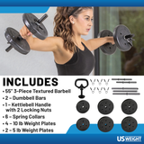 US Weight 55 Pound Multi-Function Adjustable Weight Set