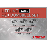 Lifeline A-Frame Dumbbell Sets With Rack – 150Lb and 200LB Dumbbell Sets With Compact Stroage Rack