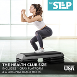 The Step Health Club Size Platform With Six (6) Original Risers - Grey